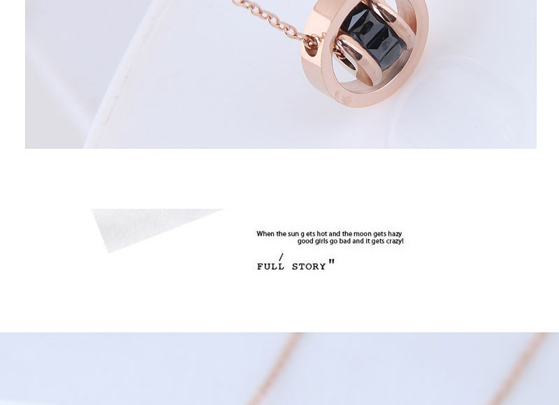 Fashion Rose Gold+black Diamond Decorated Pure Color Necklace,Necklaces