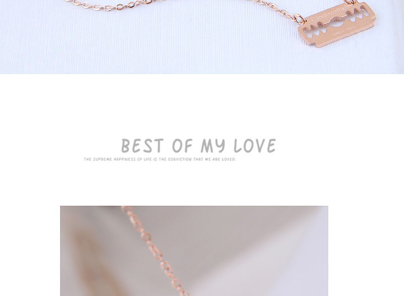 Fashion Rose Gold Blade Shape Decorated Necklace,Necklaces