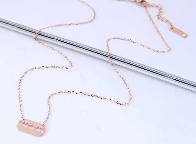 Fashion Rose Gold Blade Shape Decorated Necklace,Necklaces