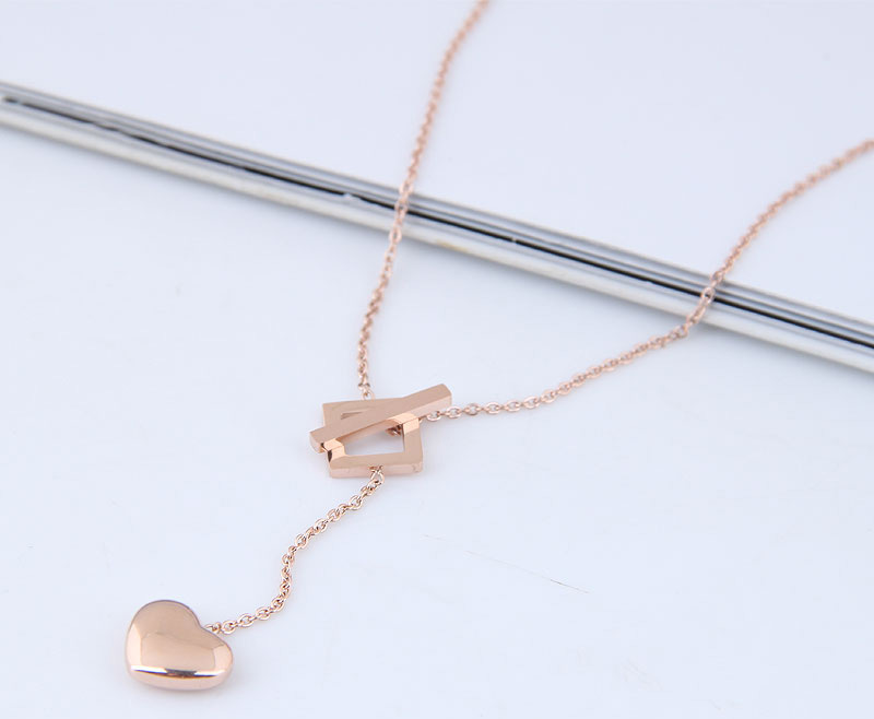Fashion Rose Gold Heart Shape Decorated Necklace,Necklaces