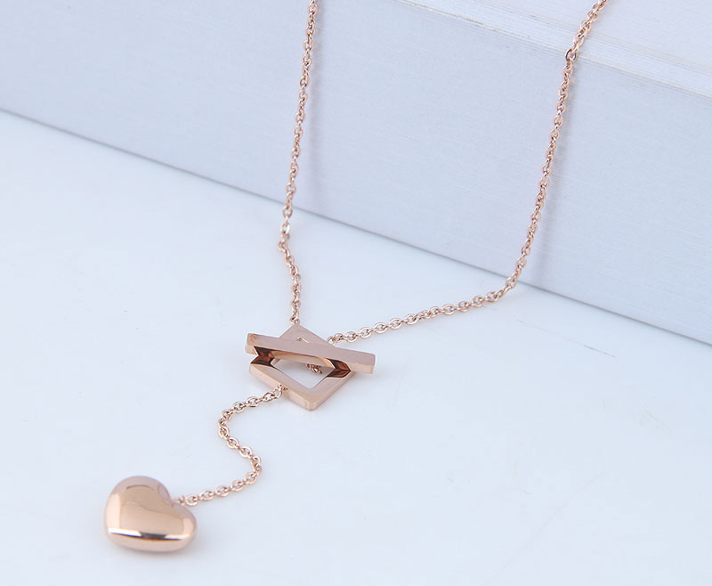 Fashion Rose Gold Heart Shape Decorated Necklace,Necklaces