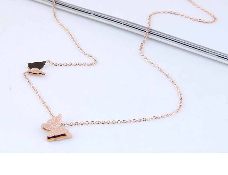 Fashion Rose Gold Butterfly Shape Decorated Necklace,Necklaces
