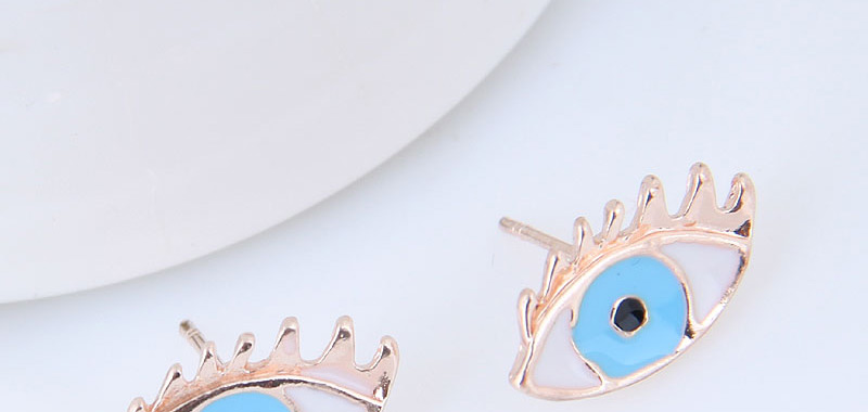 Fashion Blue Eye Shape Decorated Earrings (12 Pcs),Stud Earrings