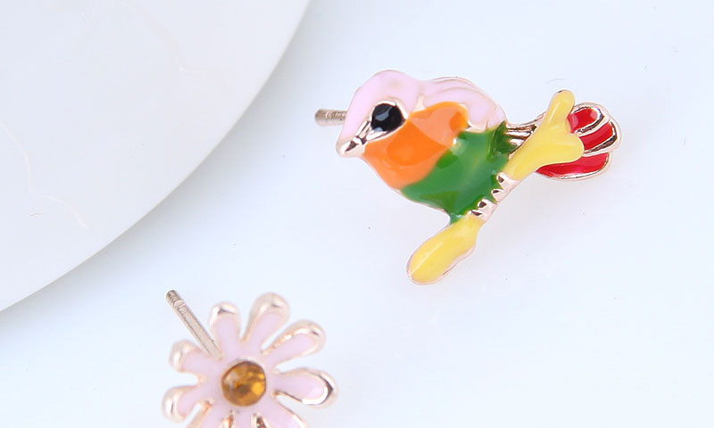 Fashion Multi-color Bird&flower Shape Decorated Earrings,Stud Earrings