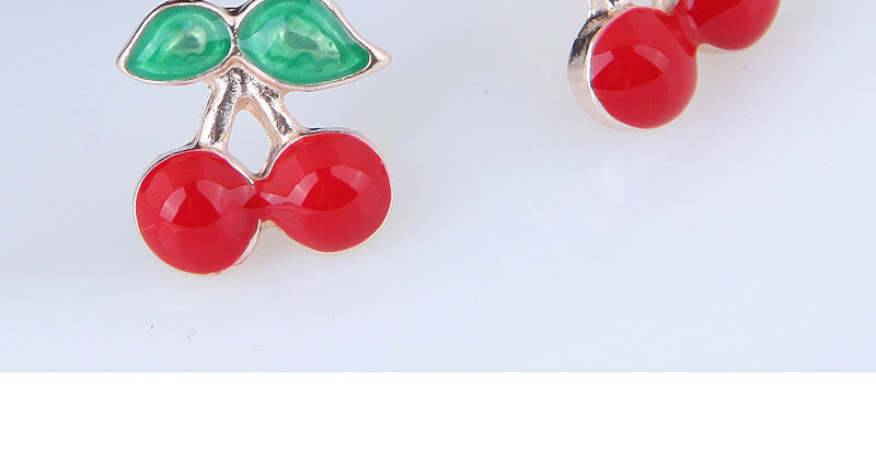 Fashion Red+green Cherry Shape Decorated Earrings (12 Pcs),Stud Earrings