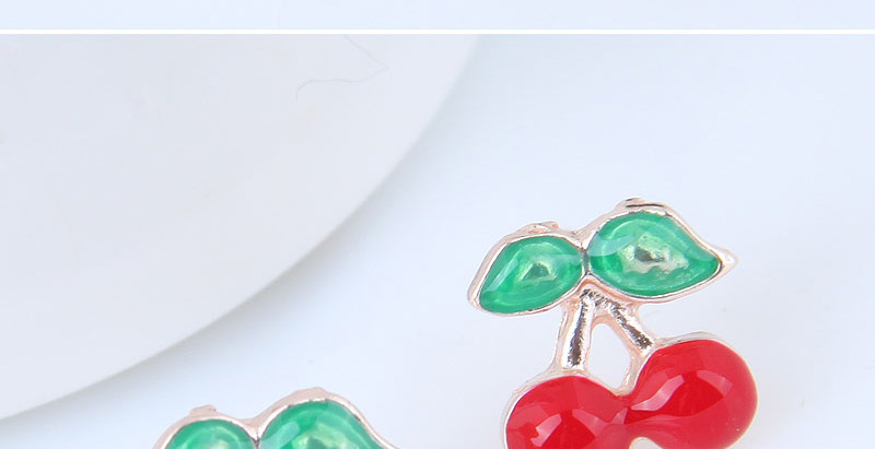 Fashion Red+green Cherry Shape Decorated Earrings (12 Pcs),Stud Earrings