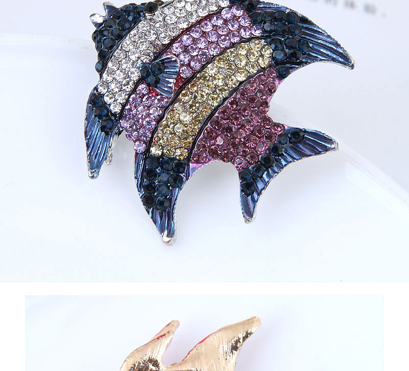 Fashion Pink Full Diamond Design Fish Shape Brooch,Korean Brooches
