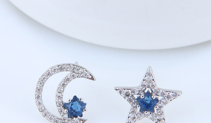 Sweet Silver Color Moon&star Shape Design Earrings,Stud Earrings