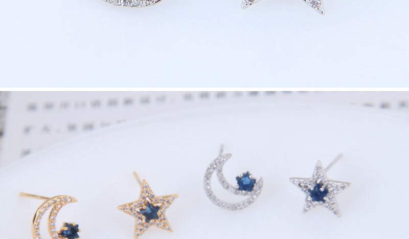 Sweet Gold Color Moon&star Shape Design Earrings,Stud Earrings