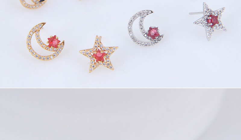 Sweet Gold Color Moon&star Shape Design Earrings,Stud Earrings
