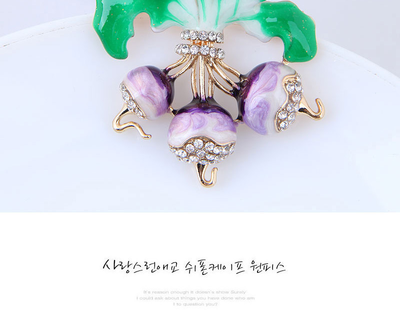 Elegant Green+purple Spinach Shape Design Simple Brooch,Korean Brooches