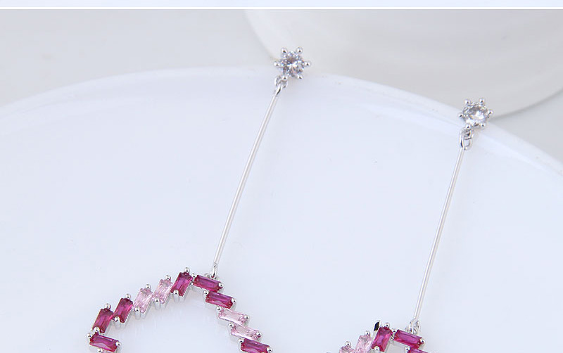 Elegant Silver Color Diamond Decorated Square Shape Earrings,Drop Earrings