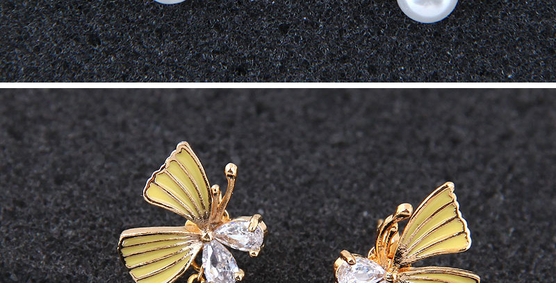 Sweet Yellow Butterfly Decorated Long Earrings,Stud Earrings