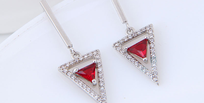Sweet Silver Color Triangle Shape Design Long Earrings,Stud Earrings
