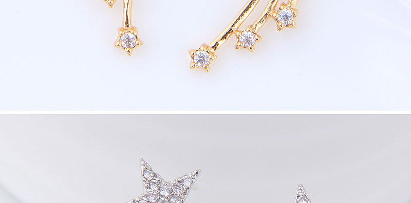 Sweet Silver Color Star Shape Design Long Earrings,Stud Earrings