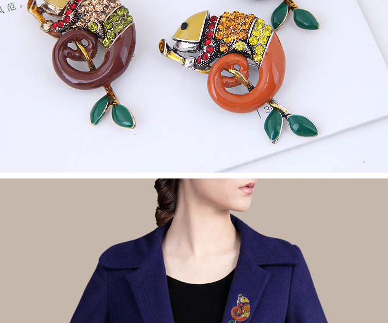 Elegant Orange Lizard Shape Design Simple Brooch,Korean Brooches