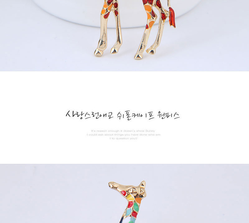 Elegant Red+orange Giraffe Shape Design Color Mathcing Brooch,Korean Brooches