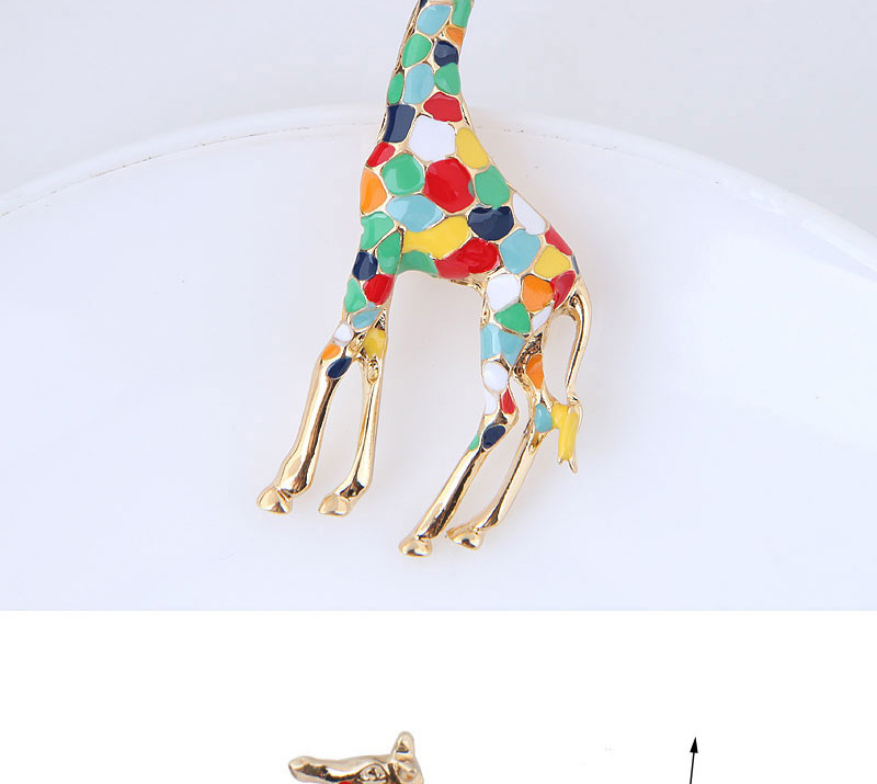 Elegant Red+orange Giraffe Shape Design Color Mathcing Brooch,Korean Brooches