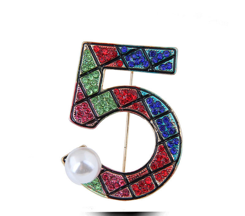 Elegant Multi-color Pearl&diamond Decorated 5 Shape Brooch,Korean Brooches