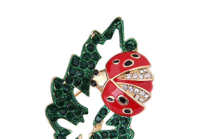 Elegant Red+green Leaf&ladybug Shape Design Brooch,Korean Brooches