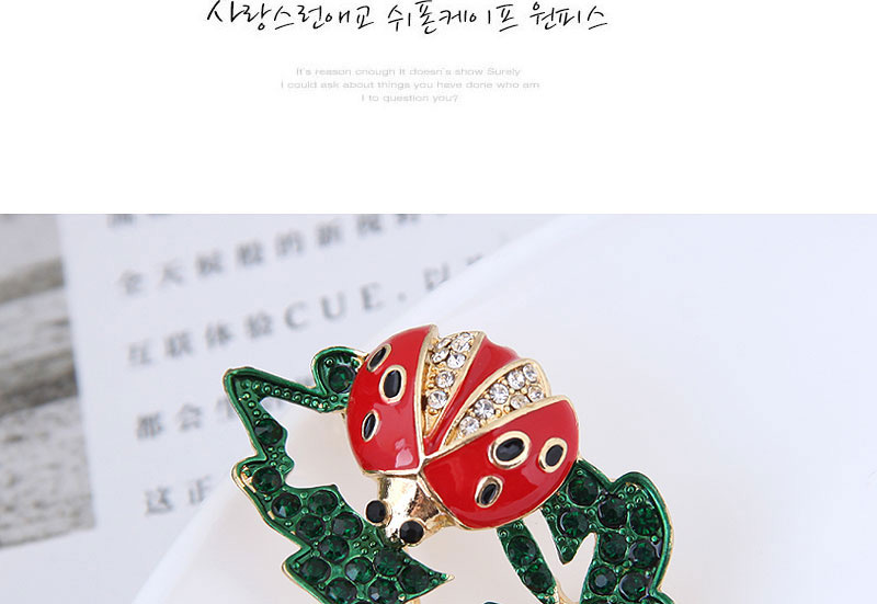 Elegant Red+green Leaf&ladybug Shape Design Brooch,Korean Brooches