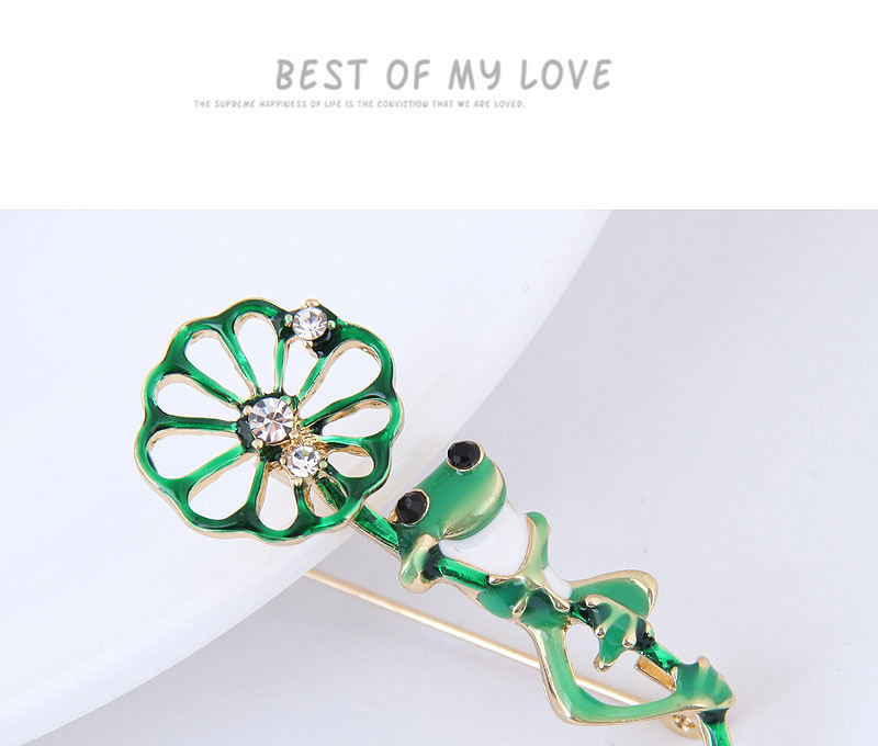 Elegant Green Frogs&lotus Leaf Shape Design Brooch,Korean Brooches