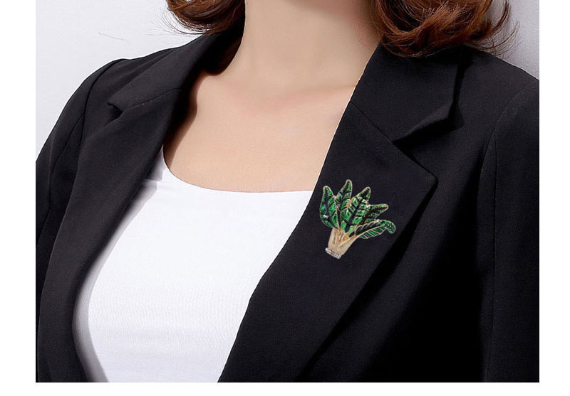 Elegant Green Spinach Shape Design Pure Color Brooch,Korean Brooches