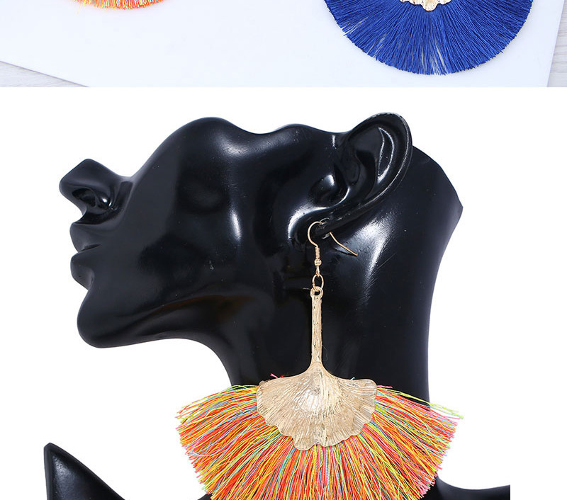 Fashion Gold Color+multi-color Leaf Shape Decorated Tassel Earrings,Drop Earrings