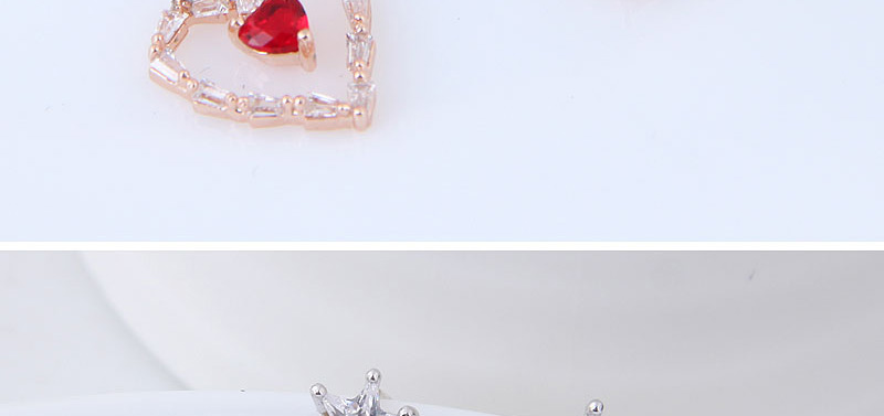 Fashion Silver Color+red Heart Shape Decorated Earrings,Stud Earrings