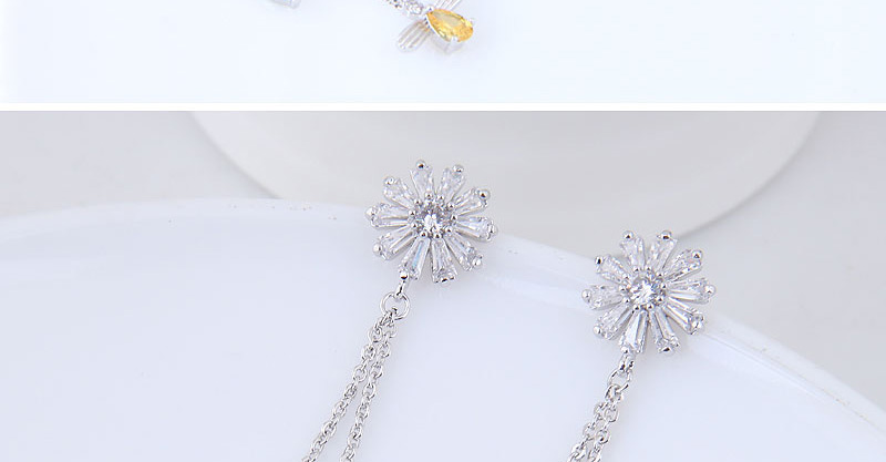 Fashion Silver Color Bee Shape Decorated Tassel Earrings,Drop Earrings