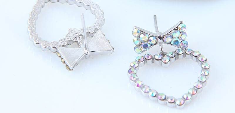Fashion Silver Color Heart&bowknot Shape Decorated Earrings,Stud Earrings