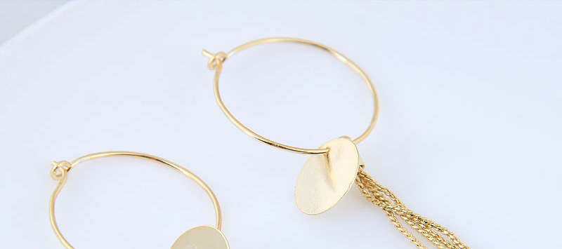Fashion Gold Color Tassel Decorated Pure Color Earrings,Drop Earrings
