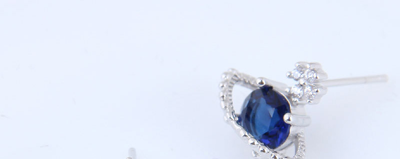 Fashion Blue Diamond Decorated Earrings,Stud Earrings