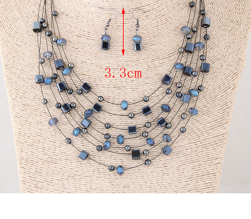 Fashion Gun Black Bead&crystal Decorated Multi-layer Jewelry Set,Jewelry Sets