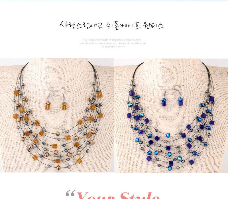 Fashion Multi-color Bead&crystal Decorated Multi-layer Jewelry Set,Jewelry Sets