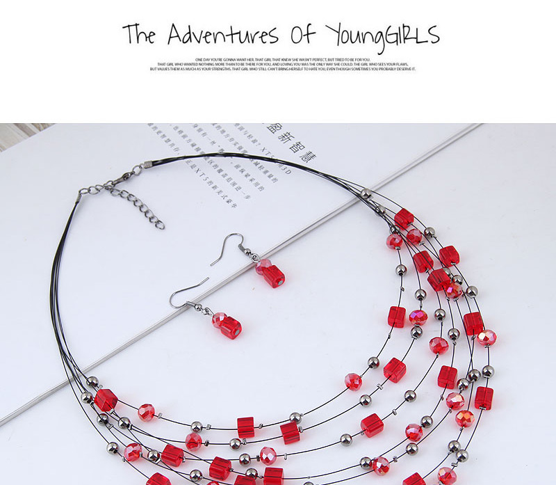 Fashion Red Bead&crystal Decorated Multi-layer Jewelry Set,Jewelry Sets