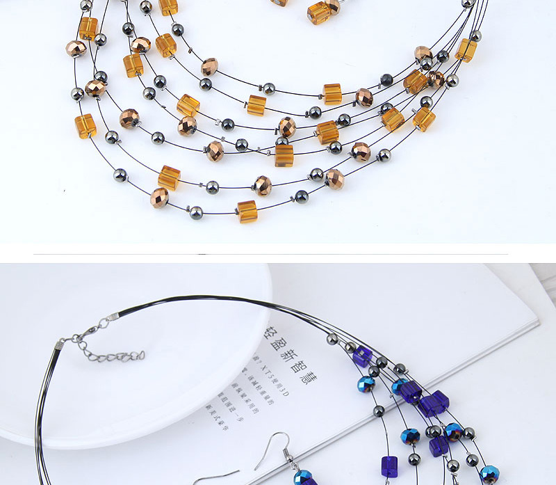 Fashion Coffee Bead&crystal Decorated Multi-layer Jewelry Set,Jewelry Sets