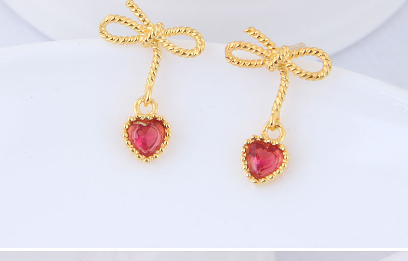 Fashion Rose Gold Heart&bowknot Shape Decorated Earrings,Stud Earrings
