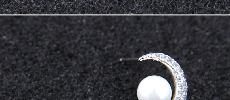 Fashion Silver Color Moon Shape Decorated Earrings,Stud Earrings