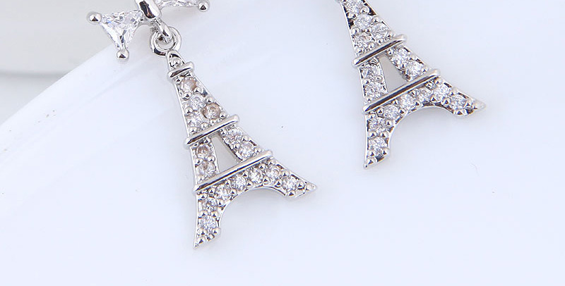 Fashion Silver Color Tower Shape Decorated Earrings,Stud Earrings
