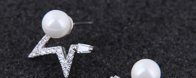 Fashion Silver Color Pearl Decorated Pure Color Earrings,Stud Earrings