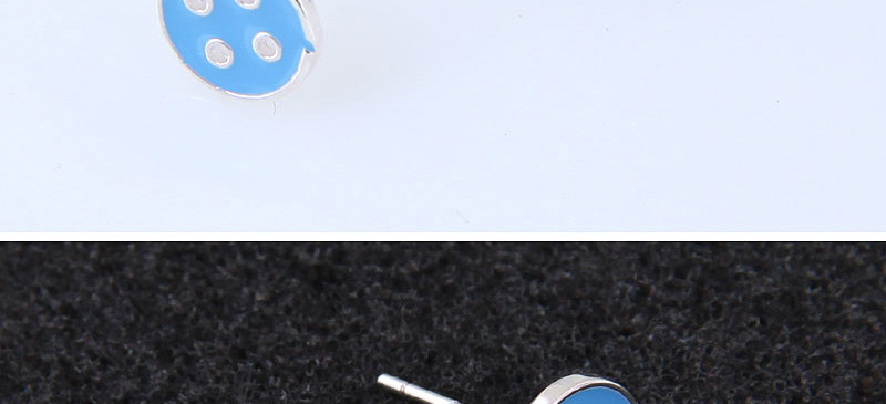 Fashion Blue Button Shape Decorated Earrings,Stud Earrings