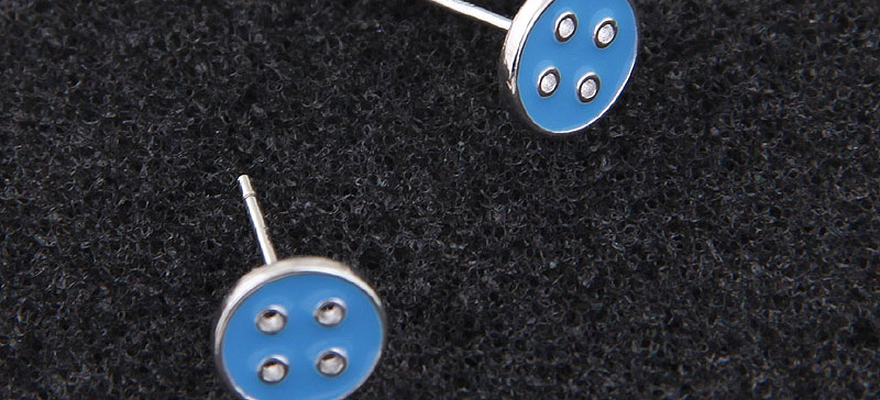 Fashion Blue Button Shape Decorated Earrings,Stud Earrings
