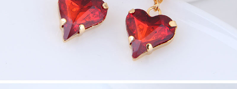 Simple Red Heart Shape Decorated Earrings,Stud Earrings