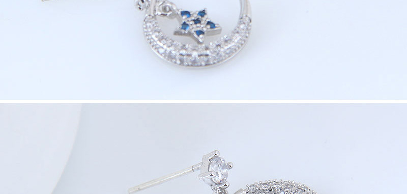 Simple Silver Color Moon&star Shape Decorated Earrings,Stud Earrings