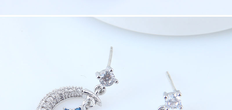 Simple Silver Color Moon&star Shape Decorated Earrings,Stud Earrings