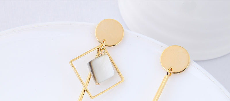 Simple Gold Color Square Shape Decorated Earrings,Drop Earrings