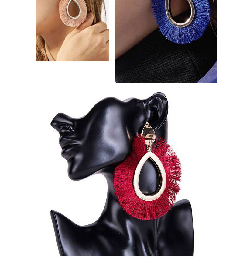 Fashoin Sapphire Blue Tassel Decorated Pure Color Earrings,Drop Earrings