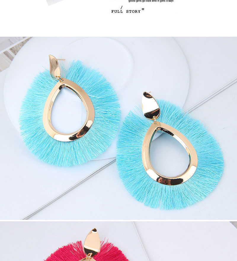 Fashoin Blue Tassel Decorated Pure Color Earrings,Drop Earrings