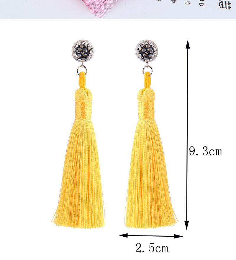 Fashoin Yellow Diamond Decorated Tassel Earrings,Drop Earrings
